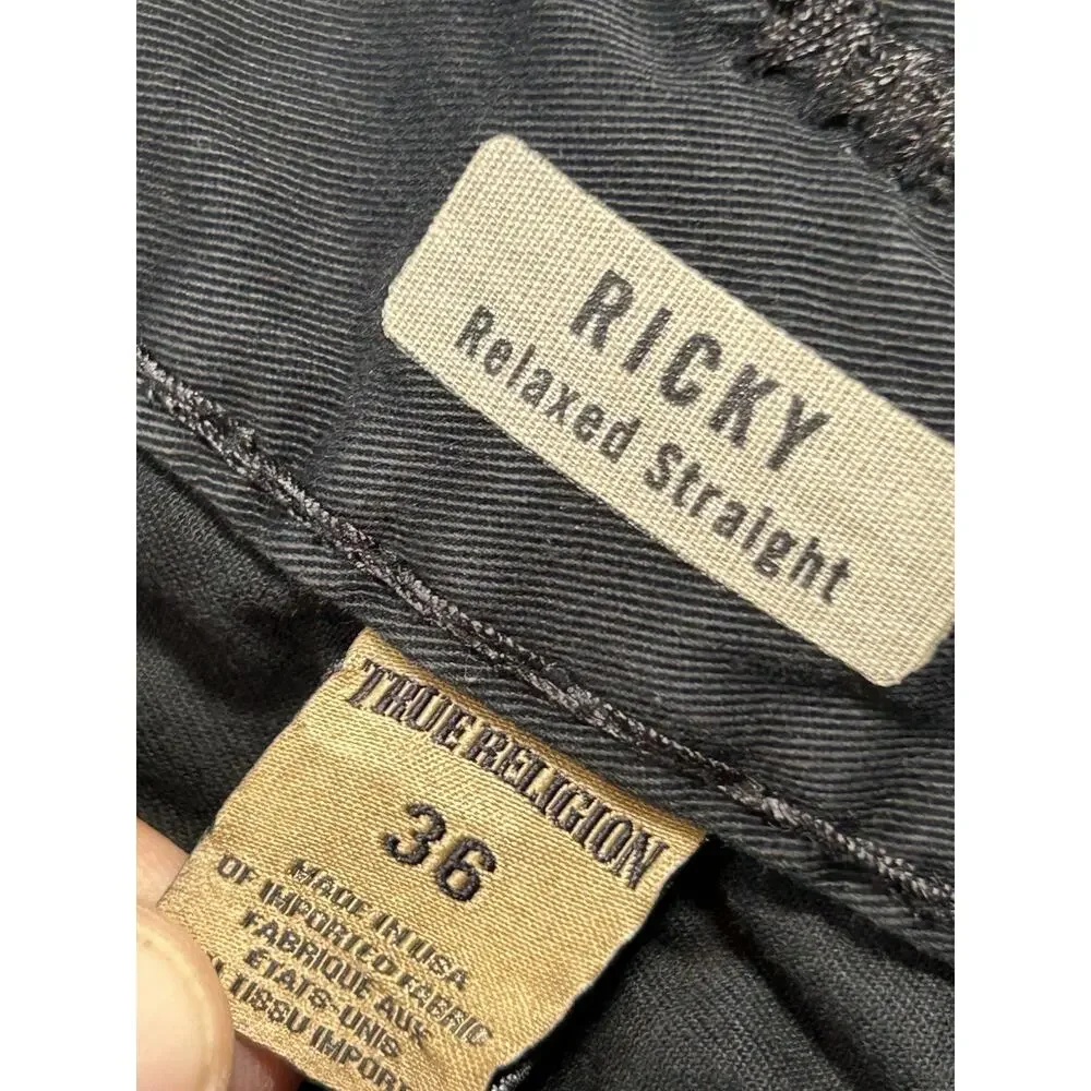 Vintage True Religion Ricky Super T Pants Mens 36x30 Relaxed Straight Black USA